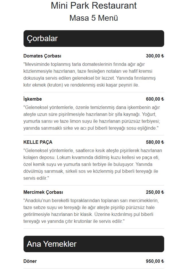 Dijital restoran menüsü